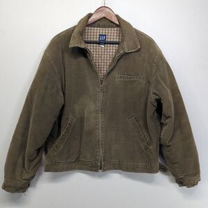 Vintage 90s Old Gap Olive Green Corduroy Bomber Jacket Medium